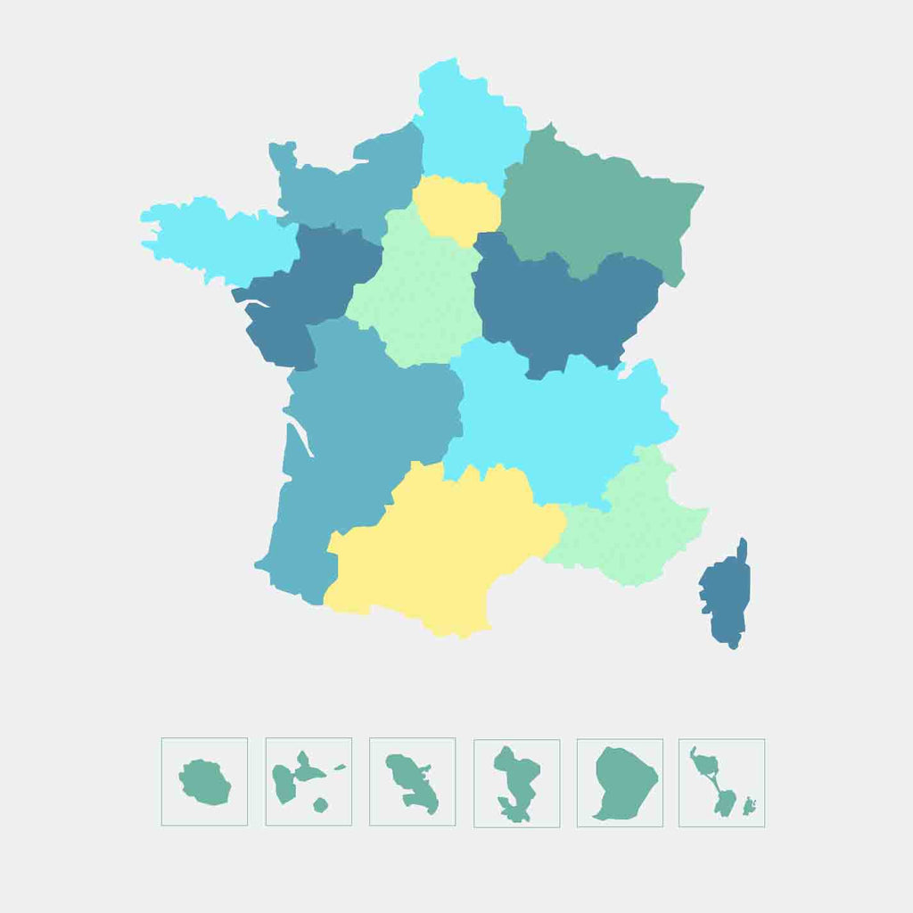 Infographie de France des régions. Où trouver un revendeurs Dao en France ? Version Smartphone