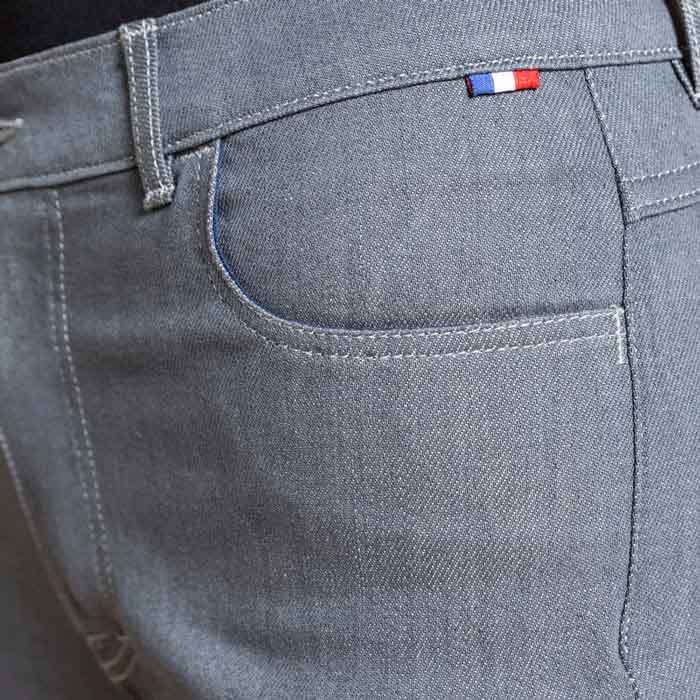 Detail poche jeans Dao slim gris taille haute avec elasthane de qualité