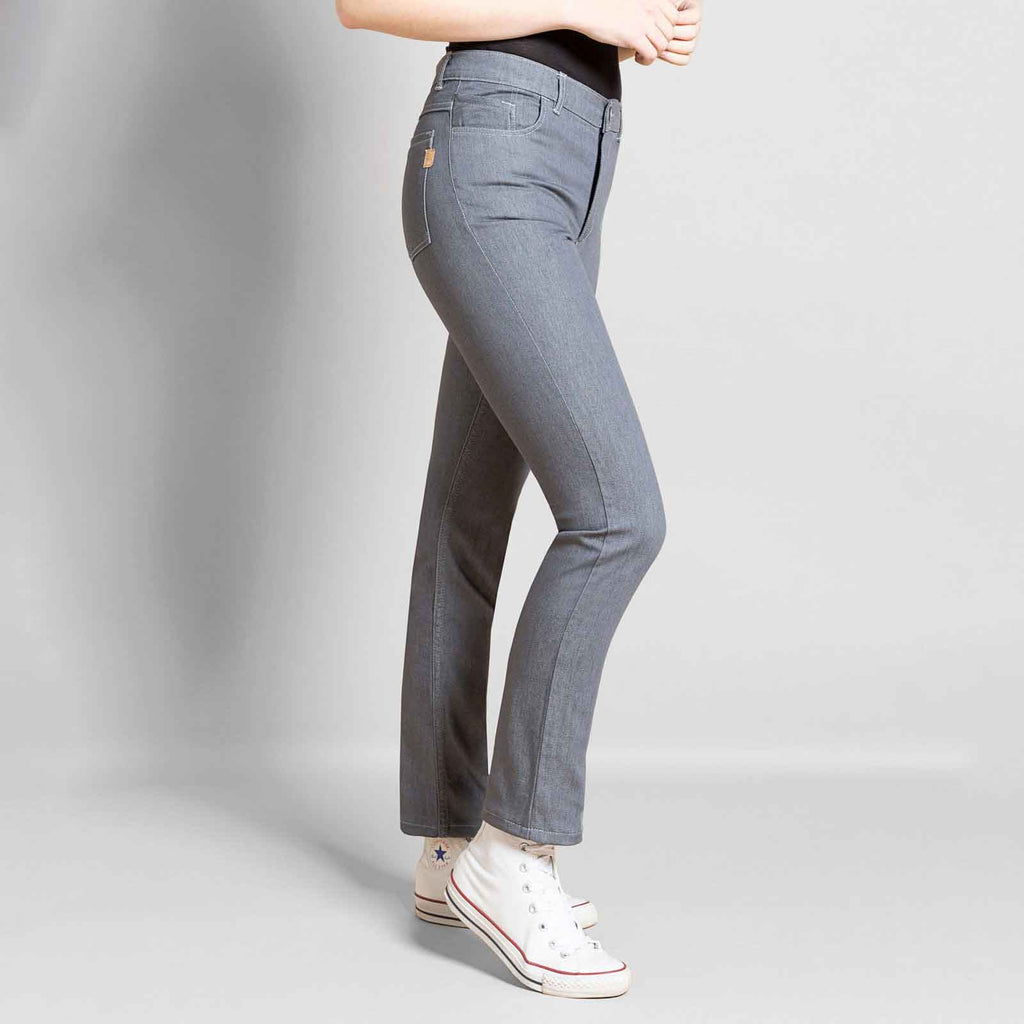 Jeans Dao gris taille haute pour femme slim avec de l'elasthane fabriqué en France