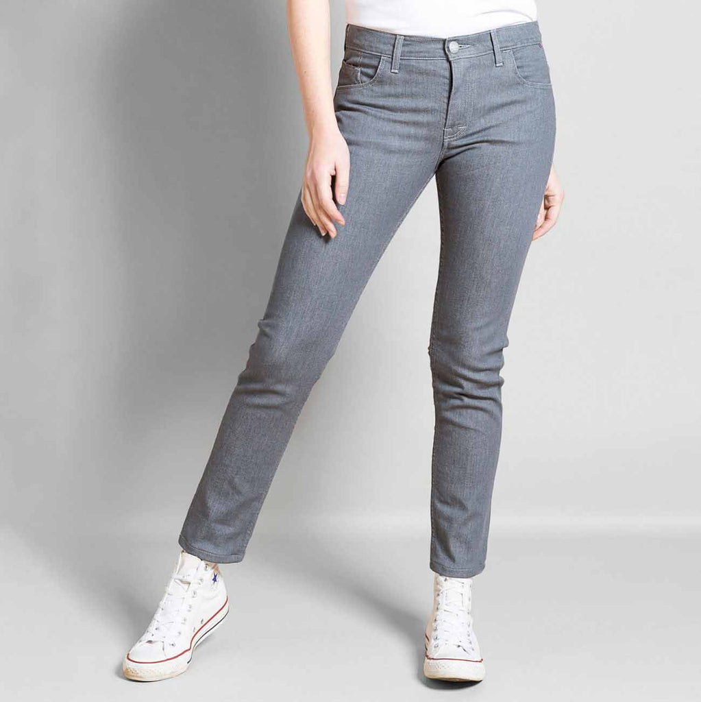 Jeans femme gris en coton stretch coupe slim resistant et responsable
