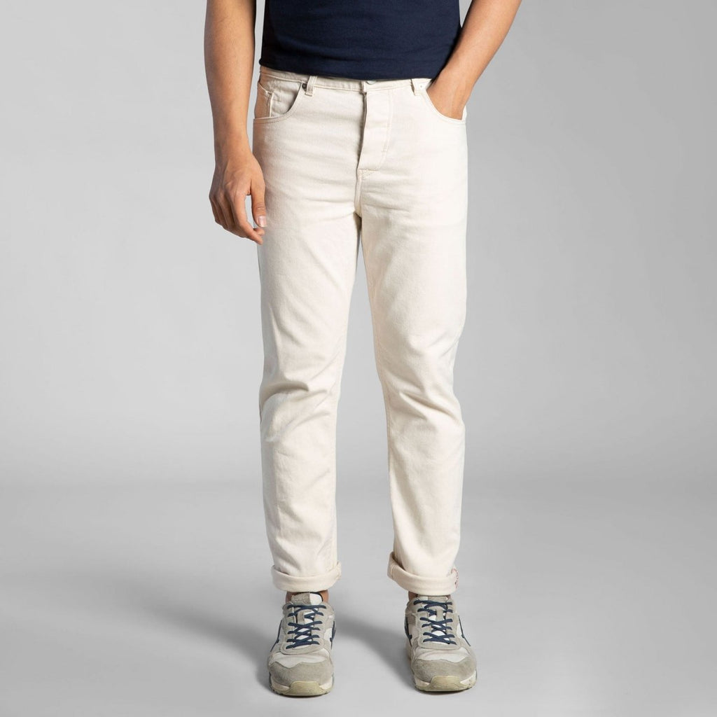 Jeans ecru coupe droite tendance pour homme en coton made in france