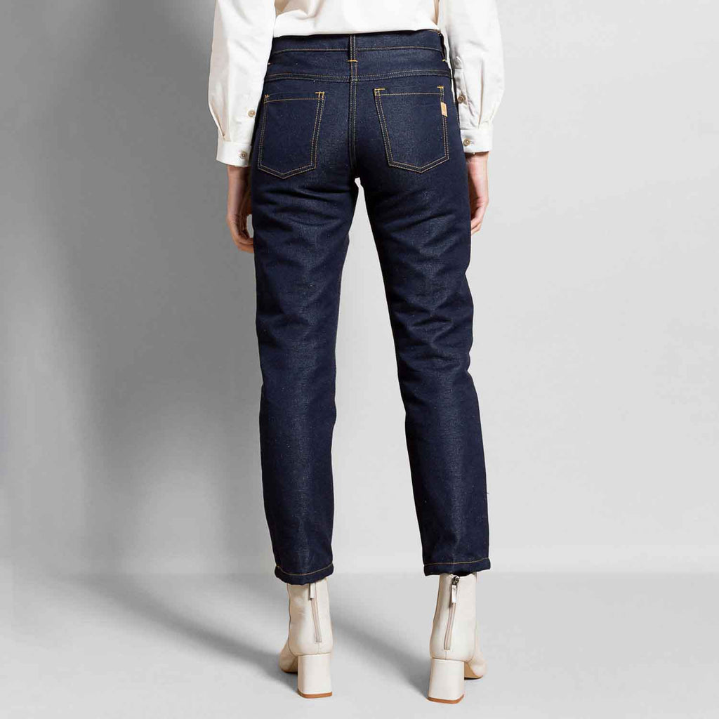 Pantalon Jeans Femme Dao brut en lin taille haute straight made in france
