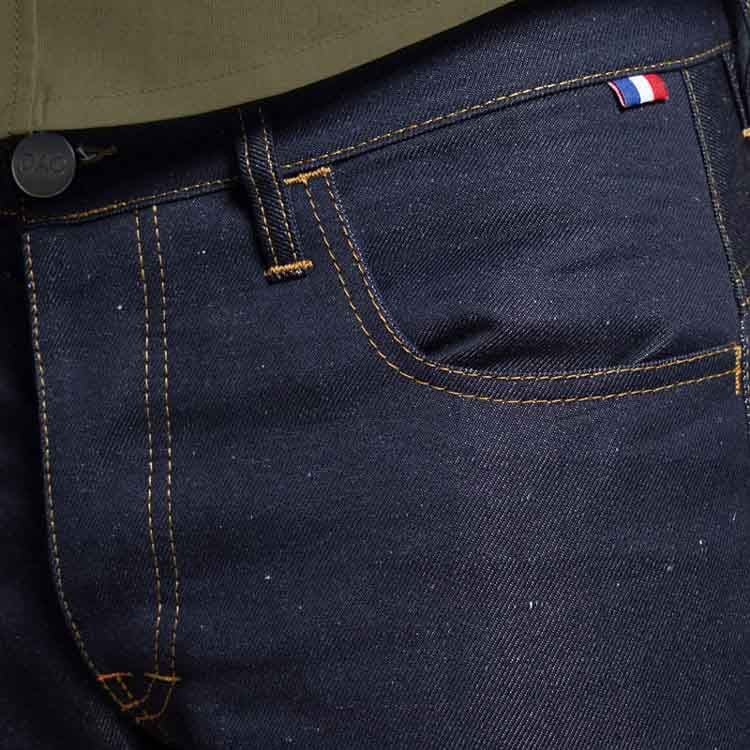 Pantalon jeans homme en lin bleu coupe regular detail drapeau france