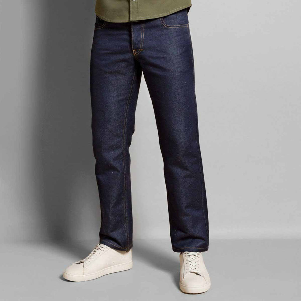 Pantalon jeans en lin pour homme droit regular straight vue de face eco responsable