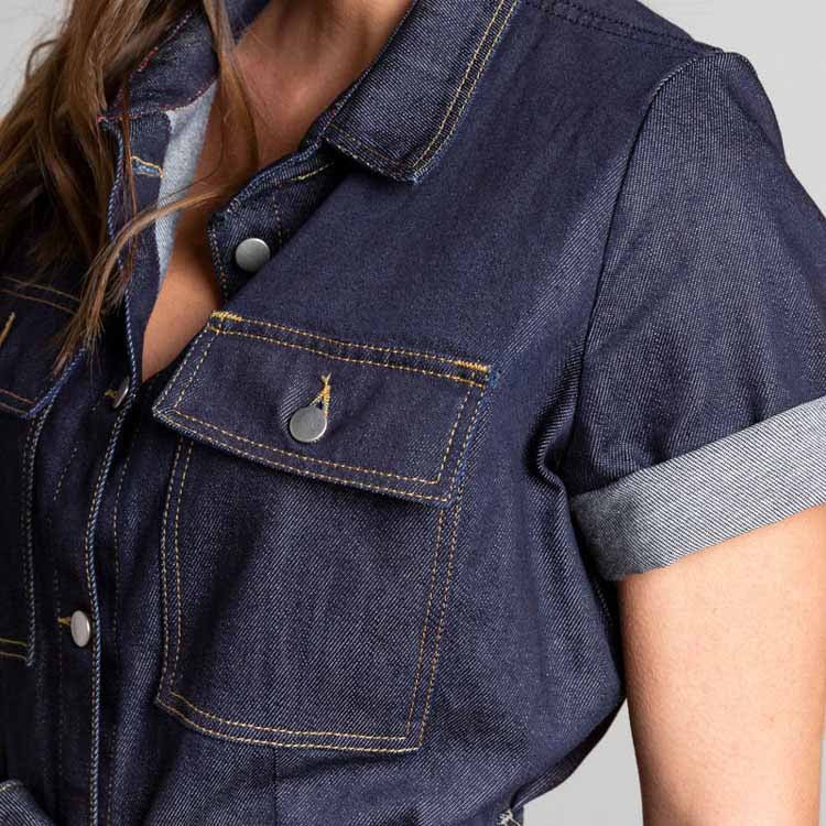 Robe en jeans brut pour femme Dao détail poche fabriqué en France