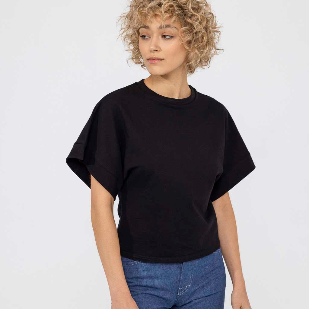 T-shirt femme coupe ample noir made in france