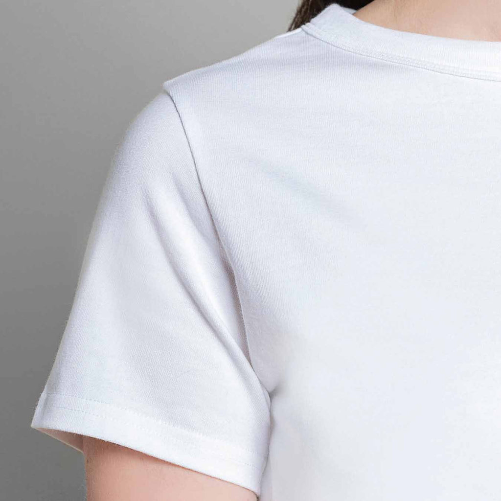 Tshirt col rond femme de qualité Dao couleur blanc détail épaule et col made in France