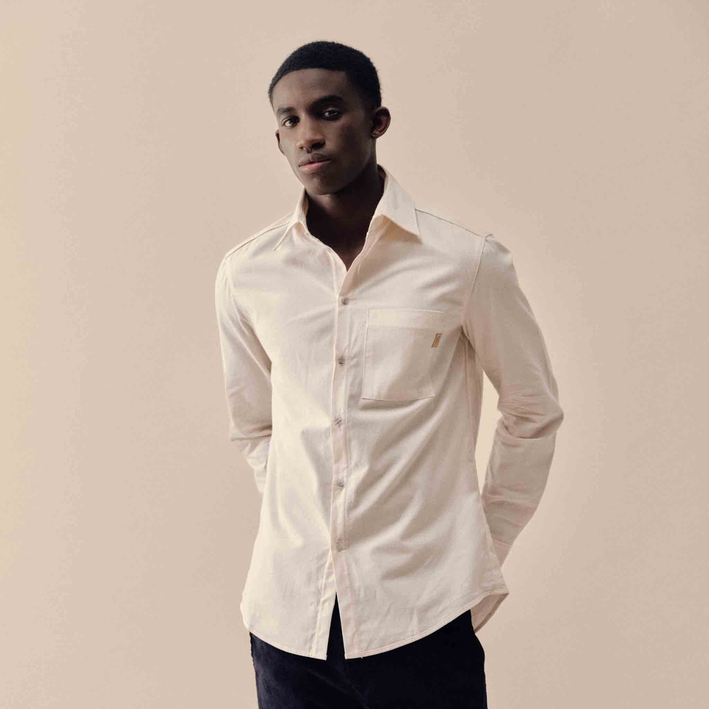 CHEMISE DAO ÉCO-RESPONSABLE HOMME COUPE PIERRE ÉCRU FABRICATION FRANÇAISE 