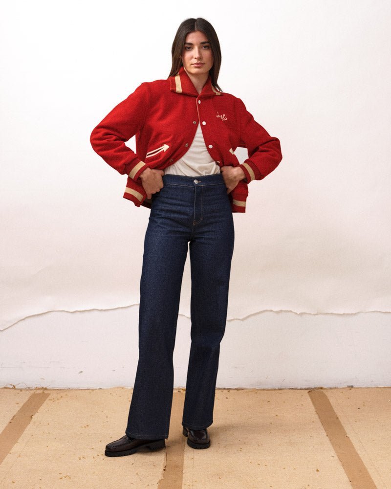 Jeans Lili bleu brut taille haute coupe large 26 Bleu