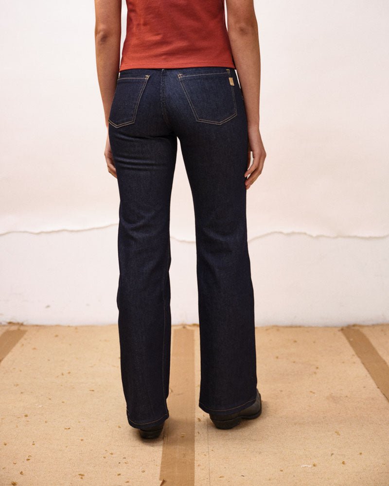 Jeans Océane Taille Haute Flare Bleu Coton Bio Fabriqué en
