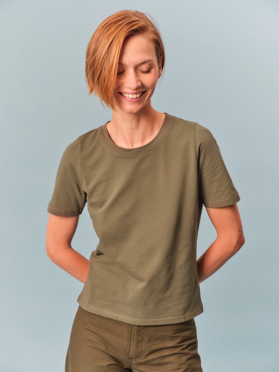 Vert Meraude Vert Kaki Blouse Satin Vert T-Shirt En Lin Col V