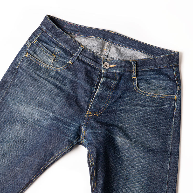 Un jeans selvedge Dao 14.oz porté durant 4 ans pour montrer le délavage de nos jeans made in France