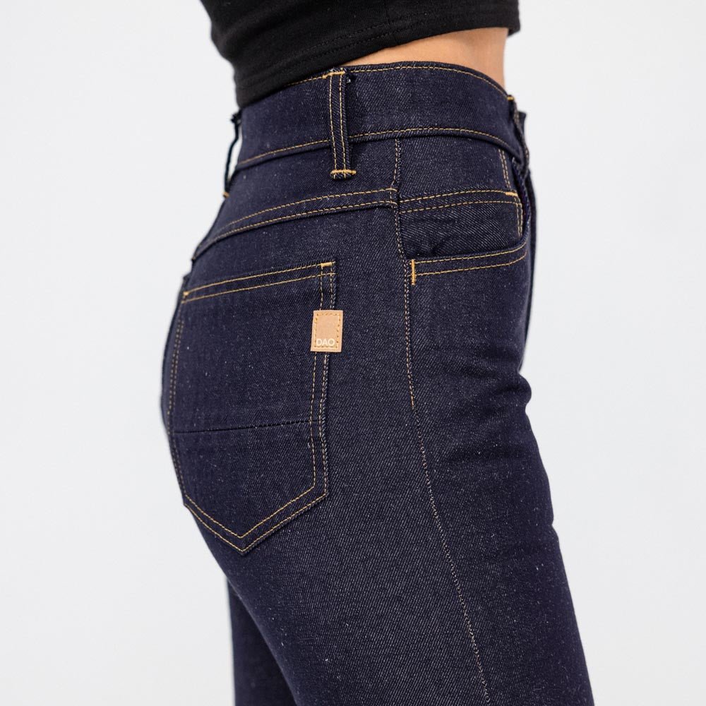 Jeans en lin pour femme taille haute coupe demi-slim fabriqué en France & eco-responsable