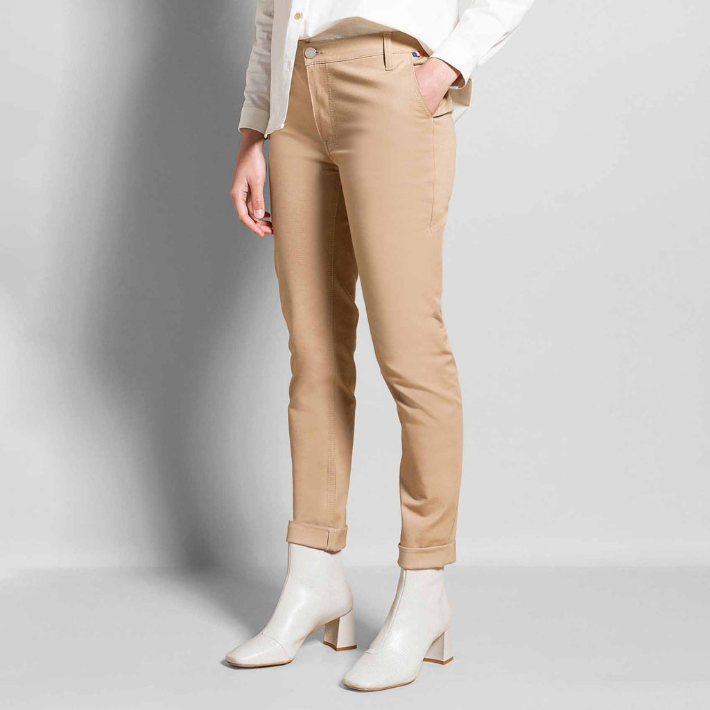 Pantalon chino kaki en coton responsable Pantalons, Jeans Femme