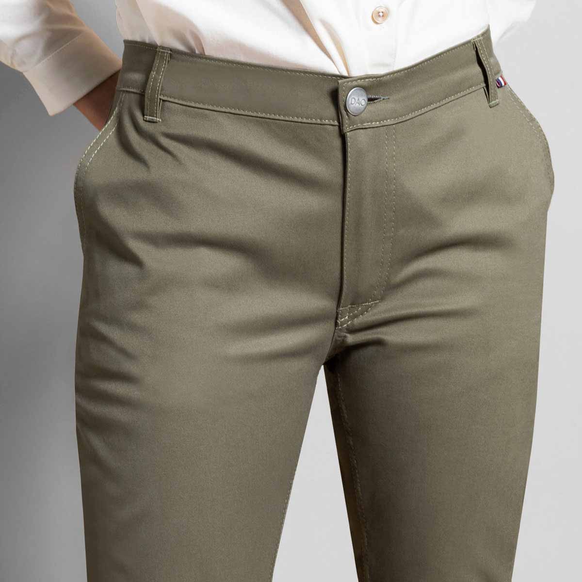 Pantalon chino kaki en coton responsable Pantalons, Jeans Femme 23GEEK Kaki  — Elora
