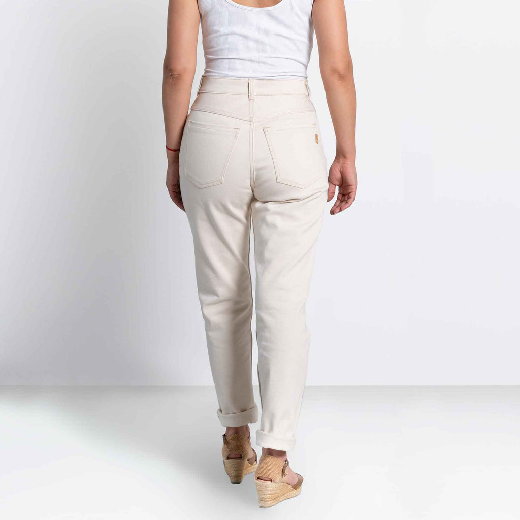 jeans dao femme blanc ecru straight taille haute elasthane responsable