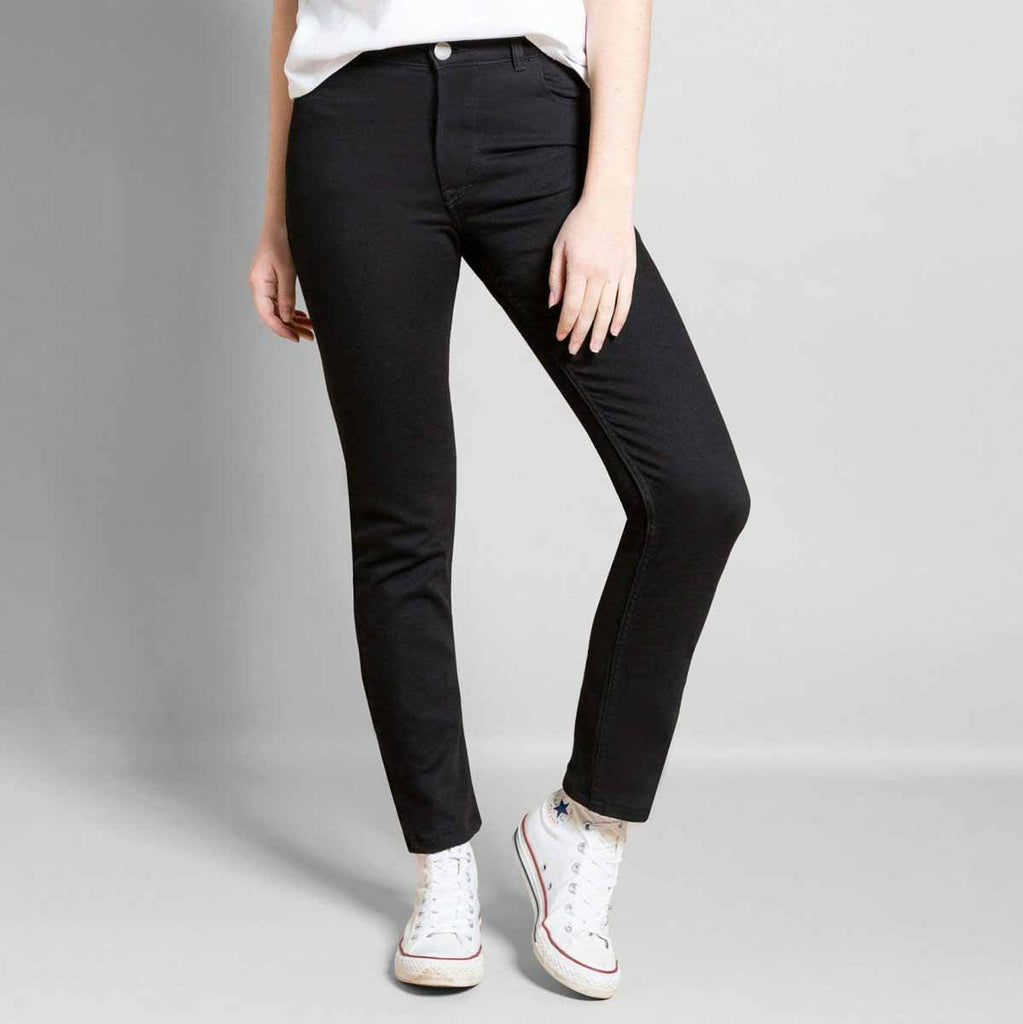 Jeans femme noir taille haute slim avec elasthane eco responsable