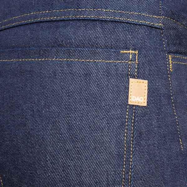 Detail poche jeans dao pour femme taille haute bleu brut stretch elasthane slim de qualité