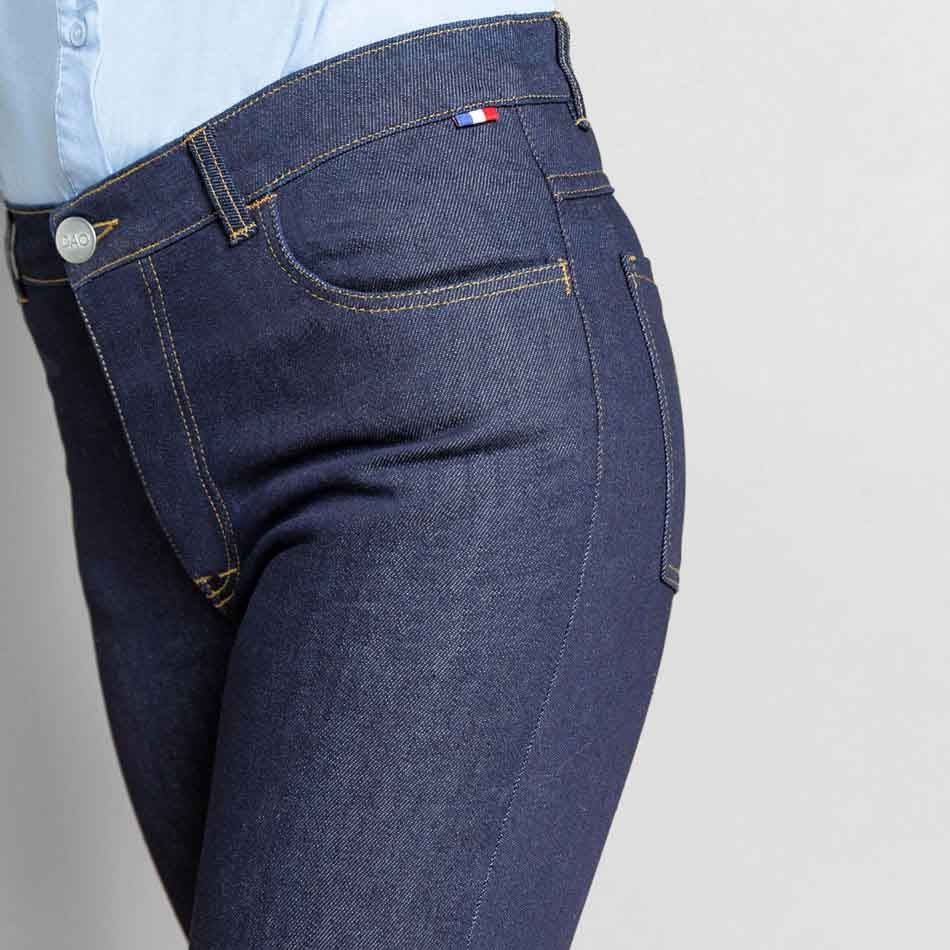 Jeans femme Dao taille haute bleu brut elasthane slim fabriqué en france