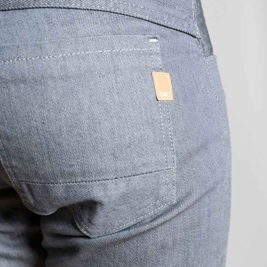 Vue de dos poche arrière jeans dao homme gris demi slim elasthane made in France