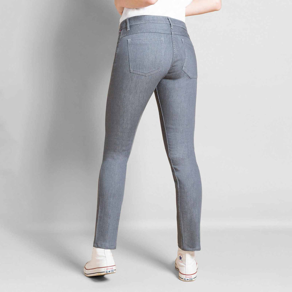 Jeans femme taille normale gris en coton stretch slim fabriqué en France