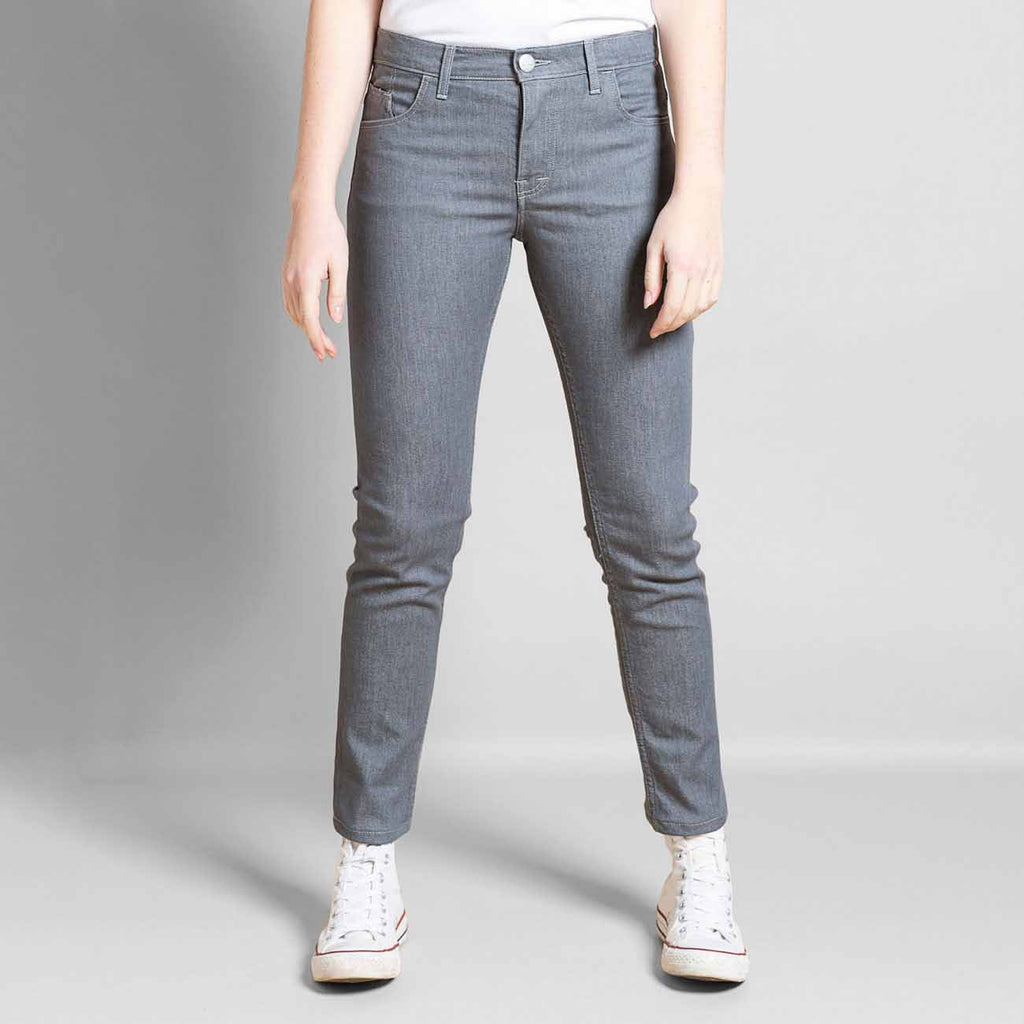 Jeans femme gris coton stretch coupe slim taille normale ethique et responsable