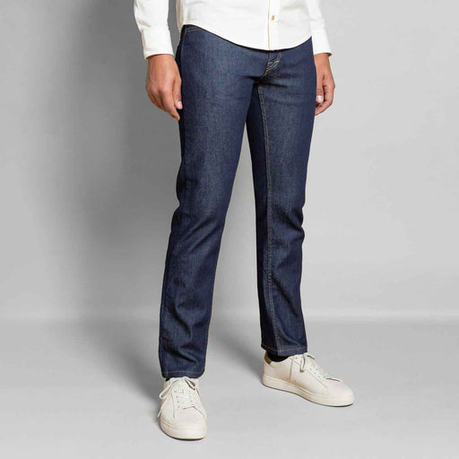 Jeans brut bleu coupe droite pour homme en coton bio fabriqué en France