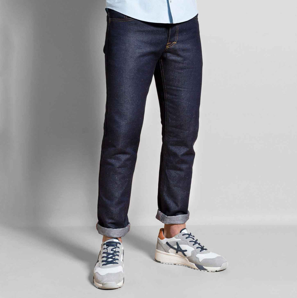 Pantalon jeans en lin brut Dao pour homme coupe demi slim fabrication française