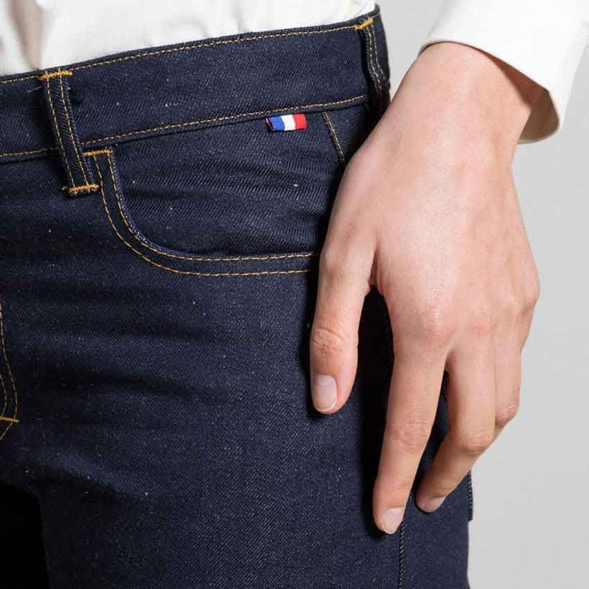 Detail jeans pantalon en lin Dao brut taille haute regular durable et responsable