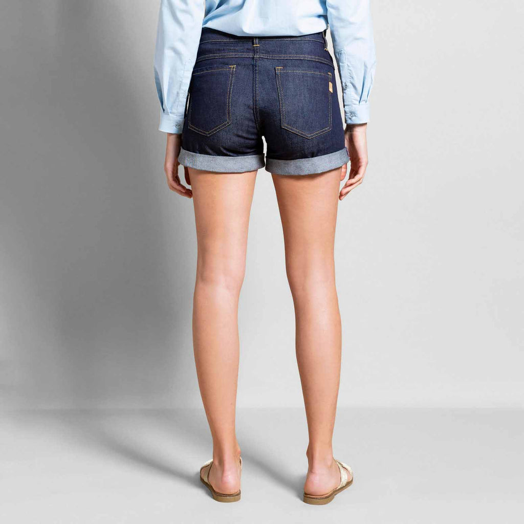 Vue de dos short femme en jeans brut Dao taille haute made in France
