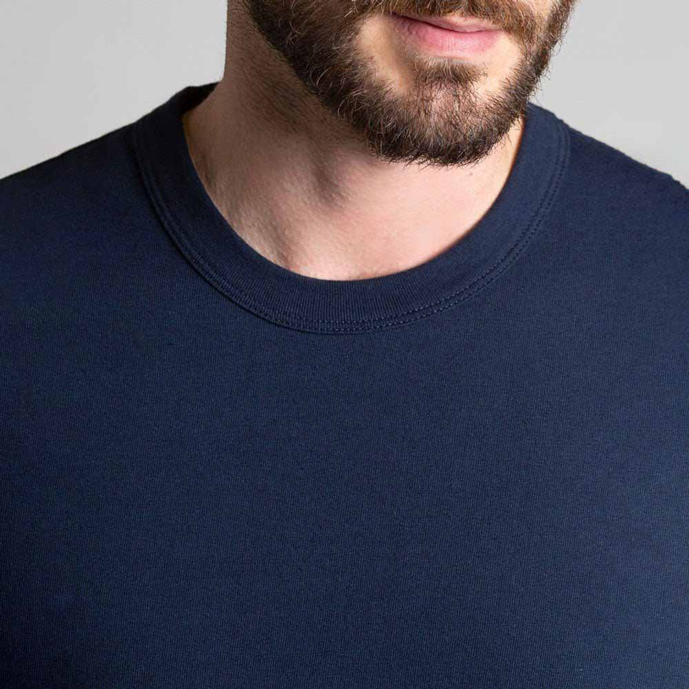 T-shirt Dao bleu manche longue pour homme détail du col made in France