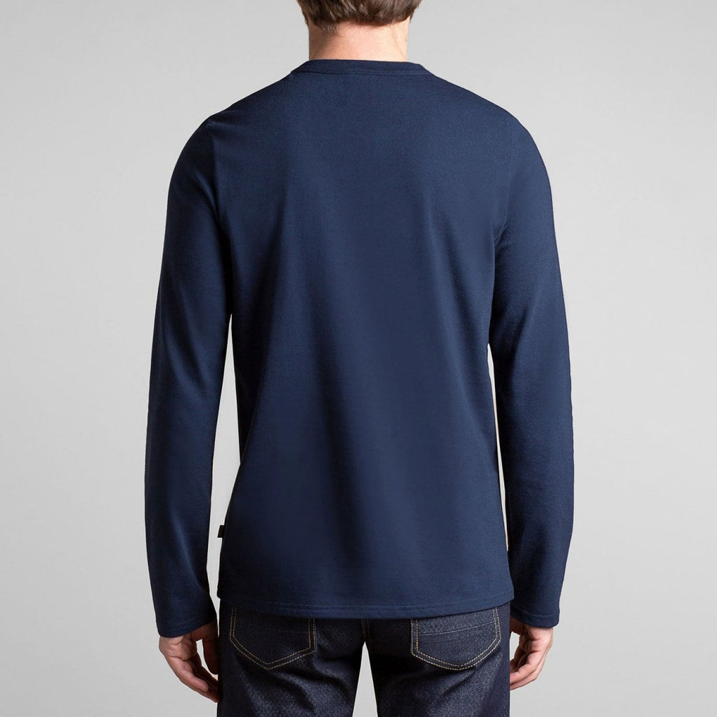 T-shirt Dao de qualité pour homme manche longue bleu vue de dos 
