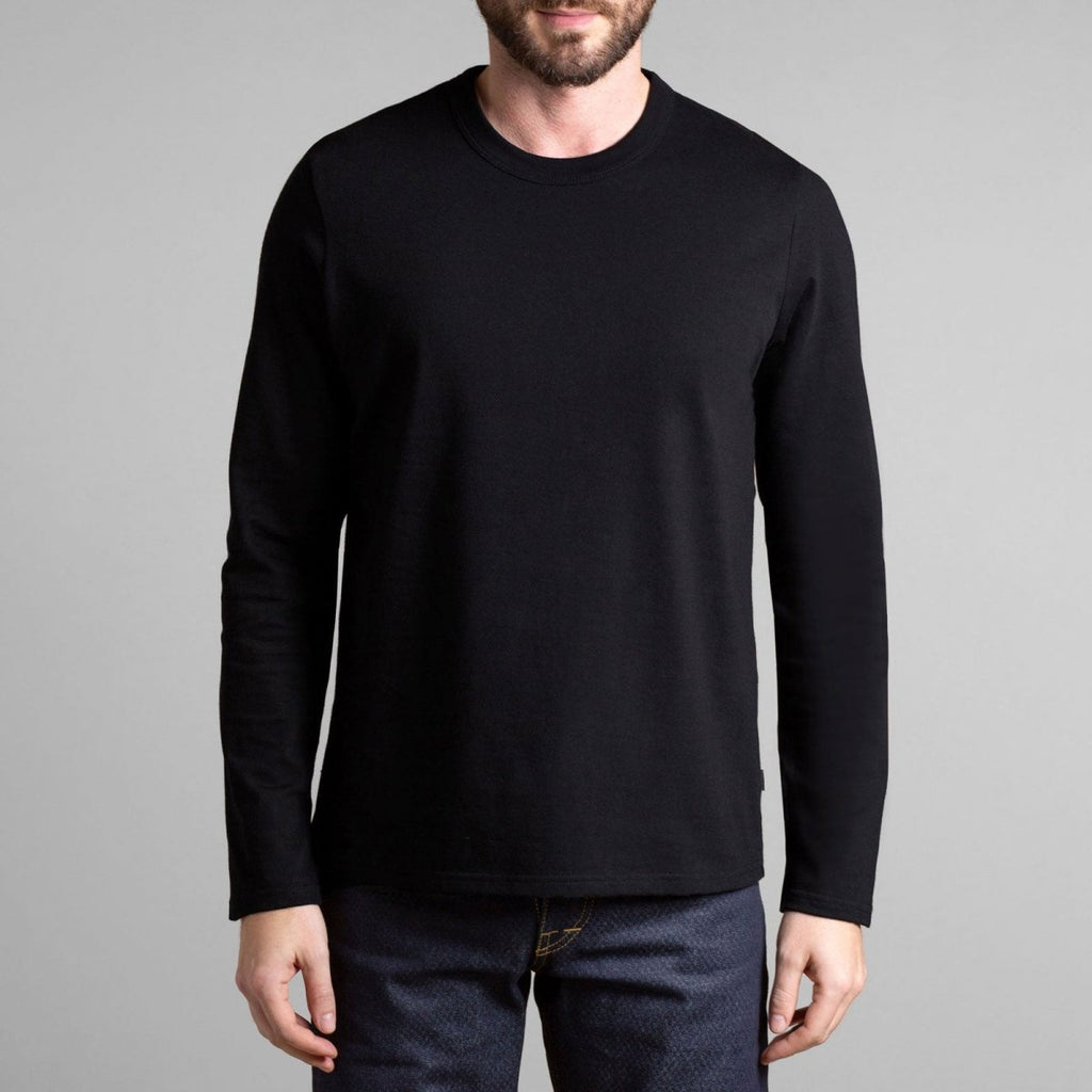 T-shirt Dao Col rond manche longue pour homme couleur noir fabriqué en France