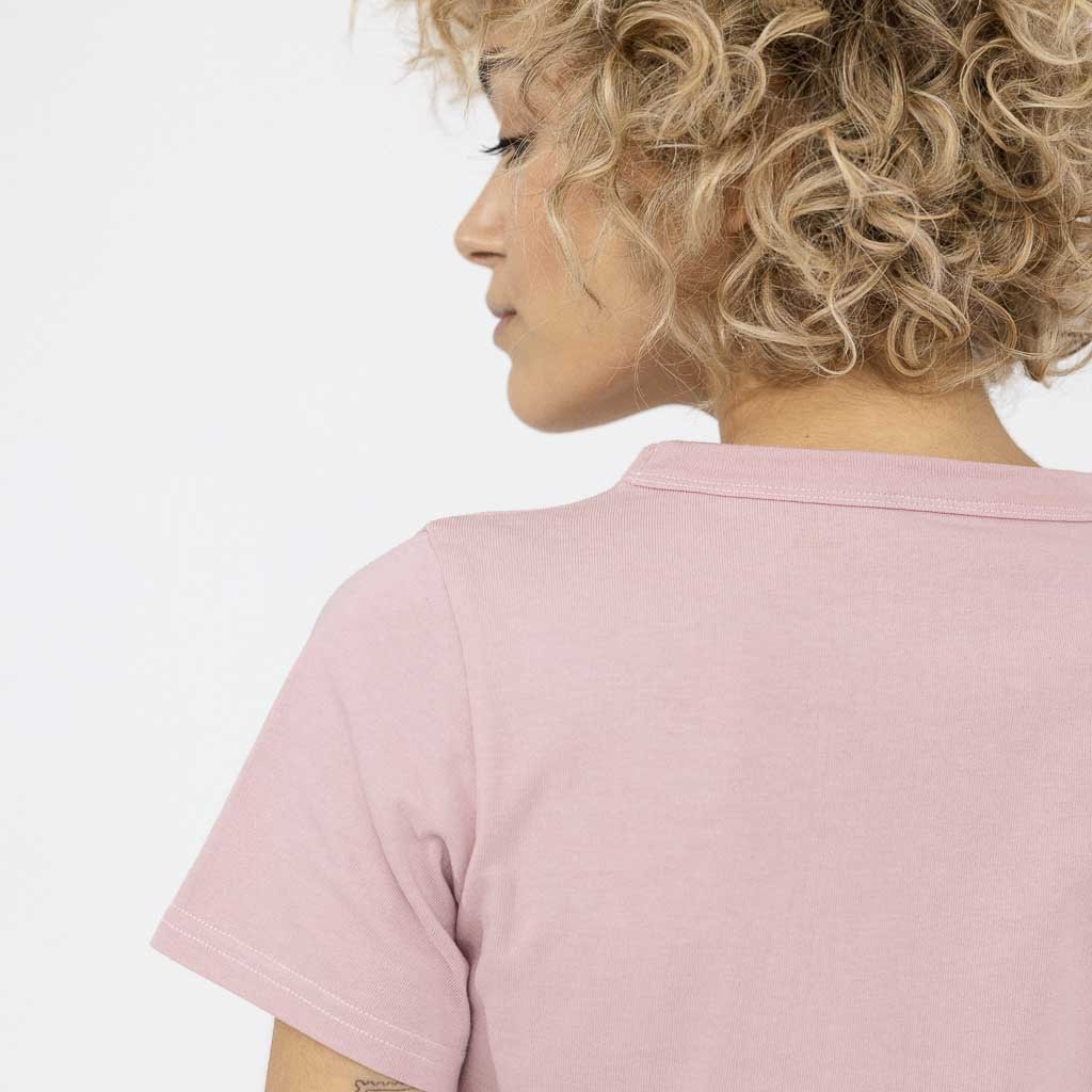 Tshirt col rond Dao Femme manche courte couleur rose fabriqué en France