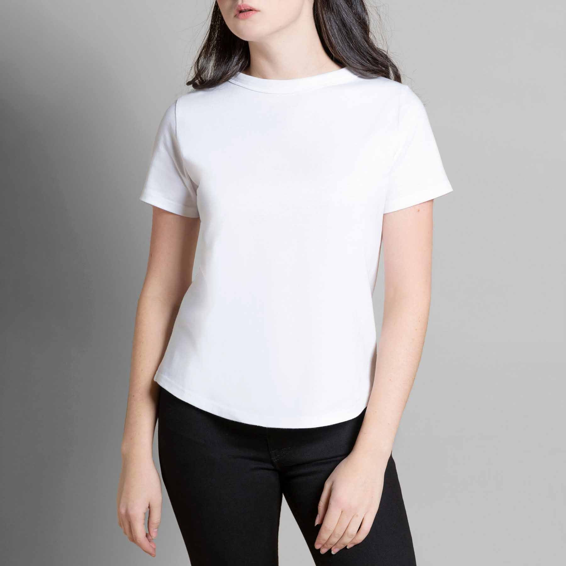 T-shirt blanc femme col rond coton bio - Made in France