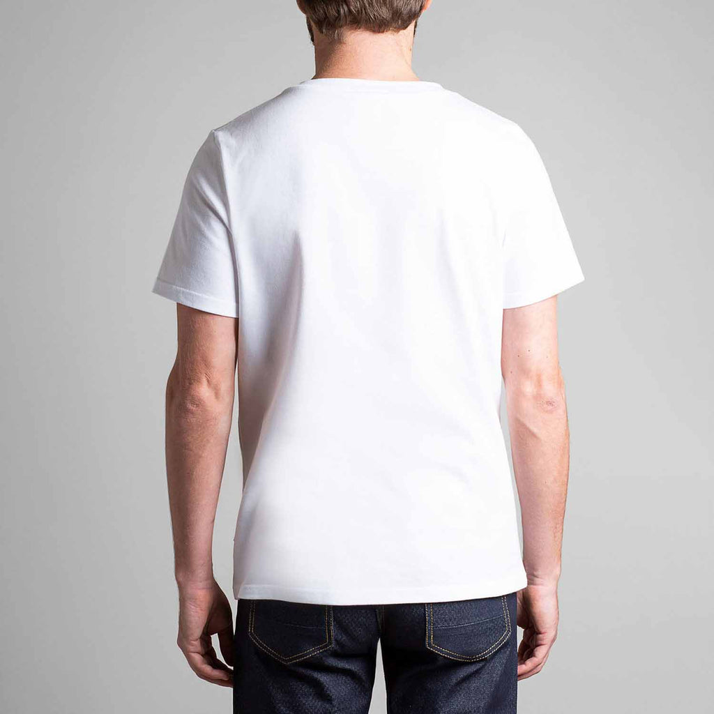tshirt pour homme Dao col V blanc manche courte vue de dos made in France