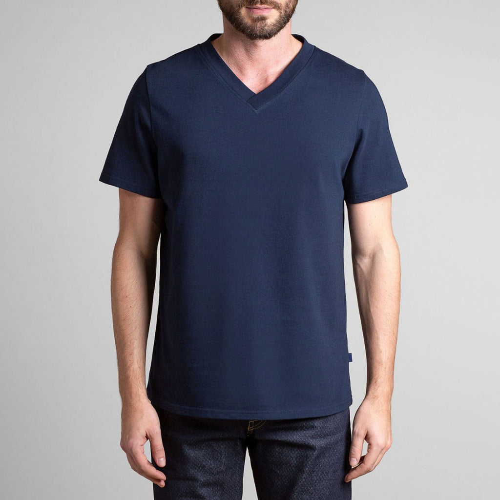 T-shirt manches courtes coton col V noir homme