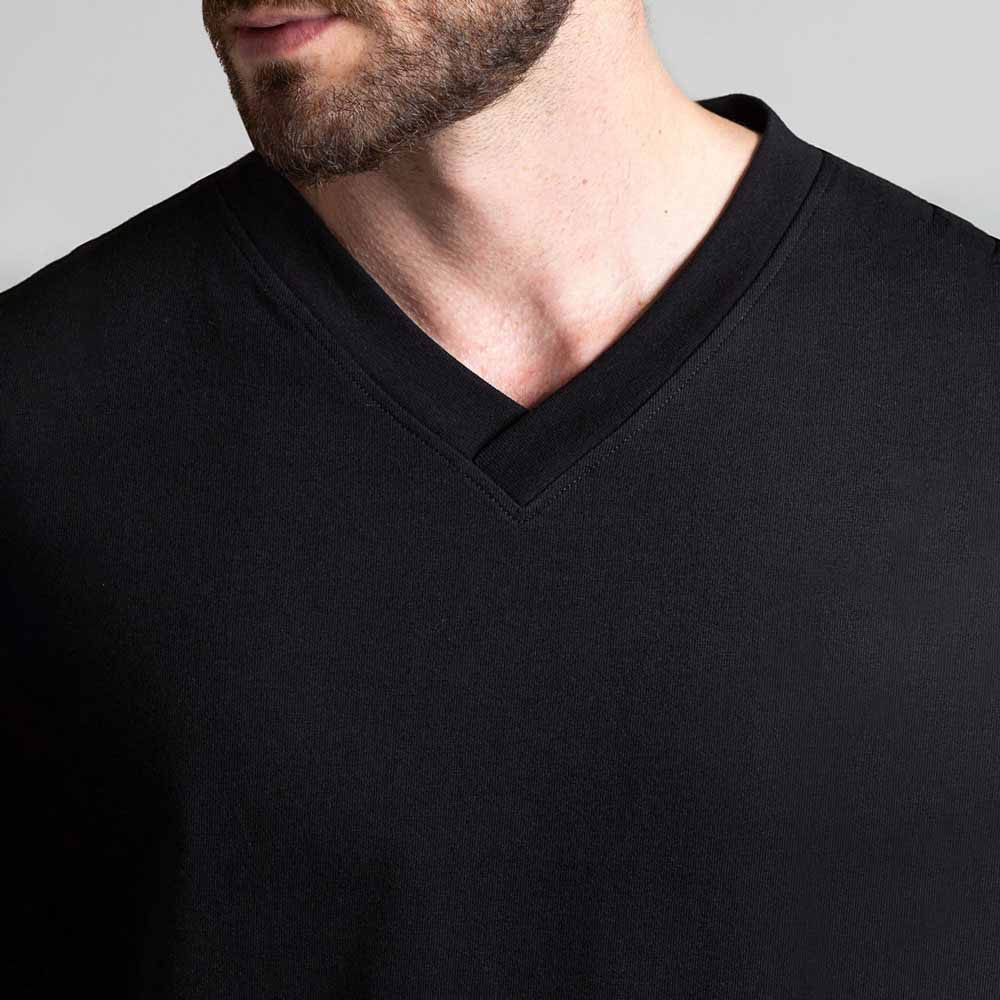T-shirt homme col V noir coton bio - Made in France - Dao Davy