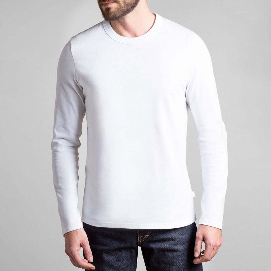 Tshirt manche longue pour homme couleur blanc col rond coton bio fabriqué en France