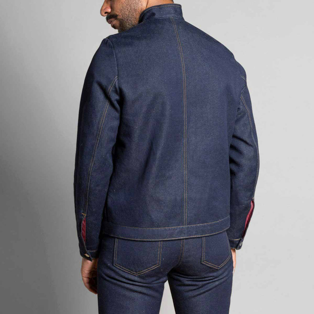 Vue de dos veste en jeans pour homme en lin Dao de qualité