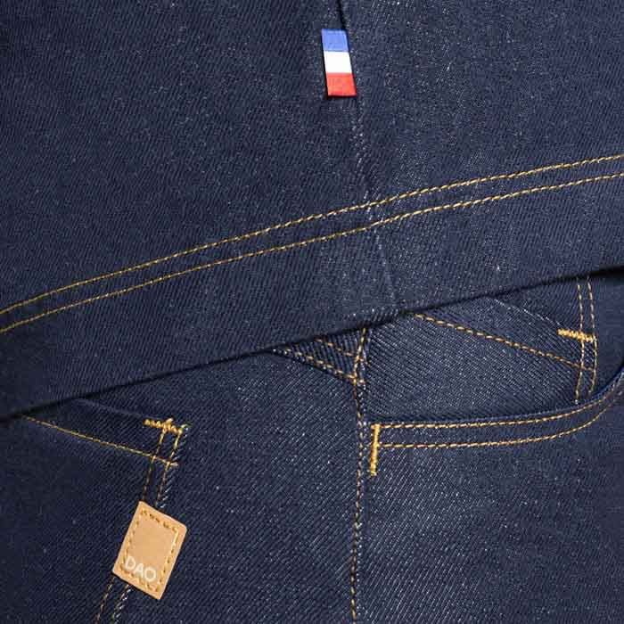 Veste kimono jeans lin homme femme ample detail made in France